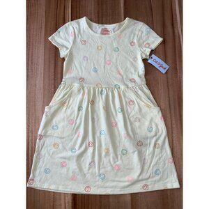 Cat & Jack Girls Yellow Smiley Face Dress Cotton/Polyester Size Medium 8